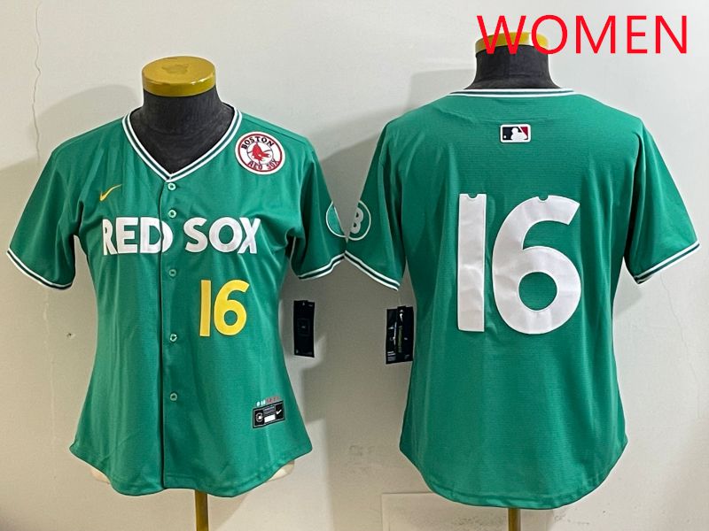 Women Boston Red Sox #16 No Name Green Joint Name Nike 2025 MLB Jersey style 6->women mlb jersey->Women Jersey